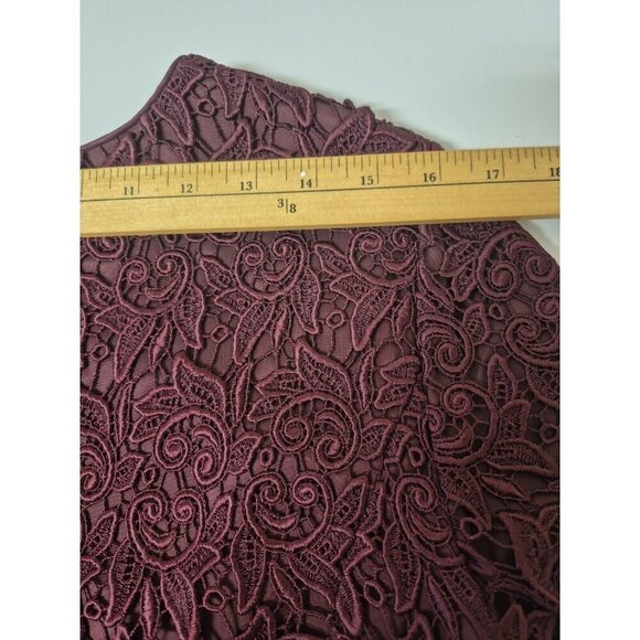 Talbots Women's Size 10  2-Piece Set Burgundy Lacey Blouse And Wool Skirt Set - Picture 11 of 16